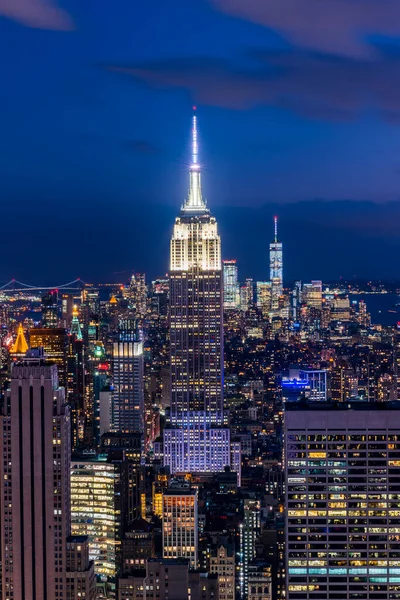 Manhattan Ville New York Manhattan Skyline Gratte Ciel Vue Aérienne — Photo