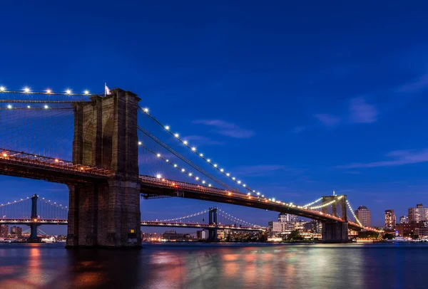 Puente Brooklyn Con Rascacielos Fondo Nueva York Estados Unidos Puente — Foto de Stock