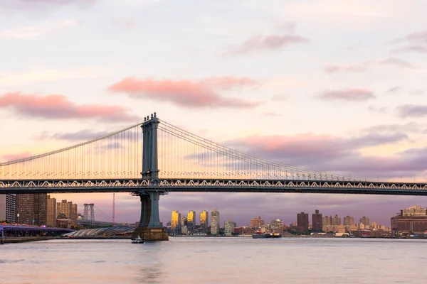 Puente Manhattan Atardecer Nueva York Estados Unidos Puente Manhattan Visto — Foto de Stock