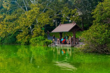 NEW YORK, ABD - 26 Eylül 2018: CENTRAL PARK. Central Park, Manhattan 'da bir şehir parkı. Turistler için popüler bir yer. New York City, ABD.