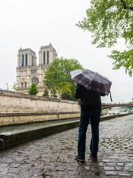 Turistas Caminhando Com Guarda Chuva Paris França — Fotografia de Stock