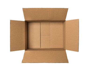 Kraft karton kutu beyaz arka planda izole. Kutu modelleme tasarımı.
