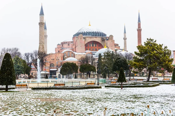 Snowy Day Sultanahmet Square View Hagia Sophia Istanbul Turkey — Stock Photo, Image