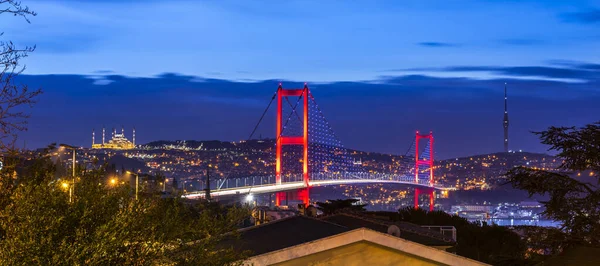 Istanbul Turquie Beau Paysage Lever Soleil Istanbul Avec Pont Bosphore — Photo