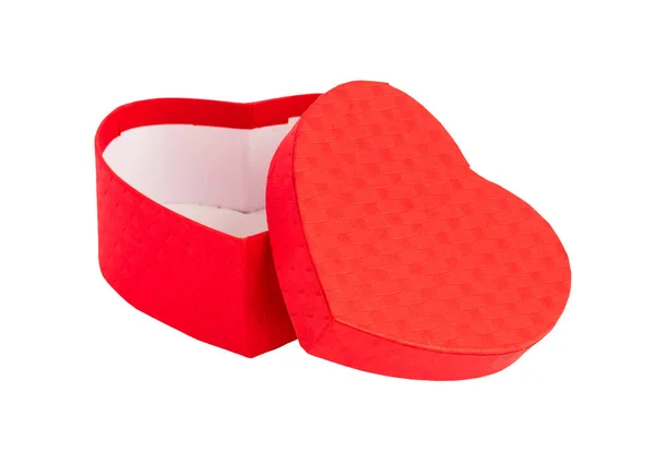 Röd Låda Form Hjärta Presentask Till Alla Hjärtans Dag Isolerad — Stockfoto