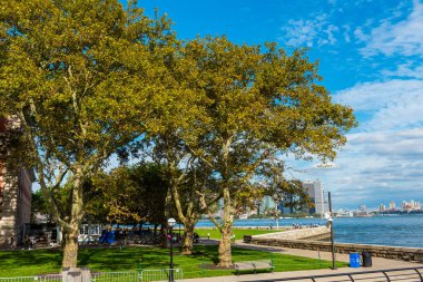 NEW YORK, ABD - 27 Eylül 2018: Ellis Adası, Manhattan. - New York. ABD.