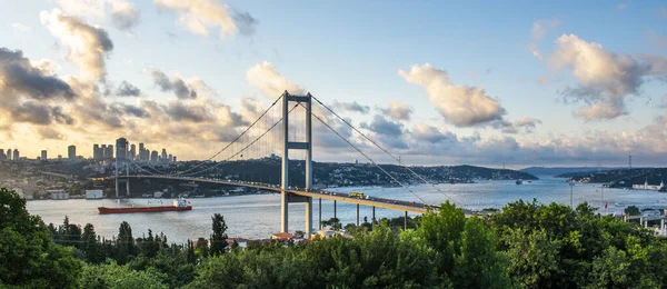 Istanbul Turquie Vue Panoramique Bosphore Istanbul Coucher Soleil Pont Bosphore — Photo