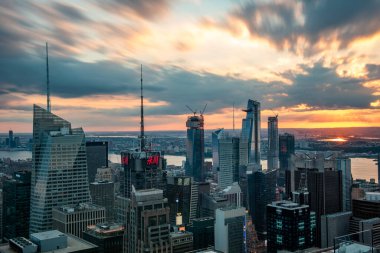 New York, ABD - 24 Eylül 2018: Manhattan şehri manzarası. Güzel şehir manzarası. New York City, ABD.