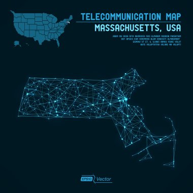 Soyut Massachusetts / ABD telekomünikasyon kavram Haritası