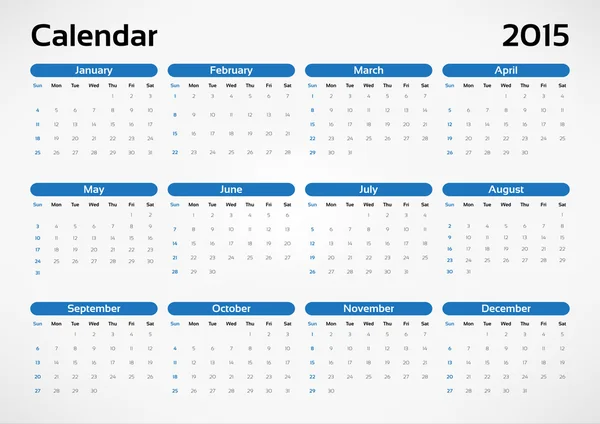 Calendário vetorial 2015 — Vetor de Stock