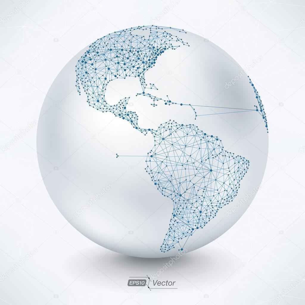 Abstract Telecommunication Earth Map - America
