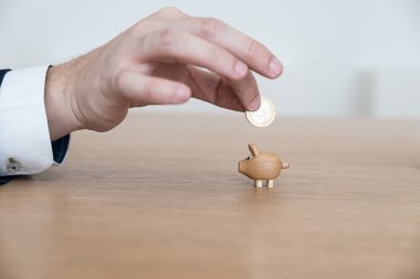 Çok küçük domuzcuk Euro besleme