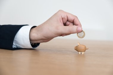Çok küçük domuzcuk Euro besleme