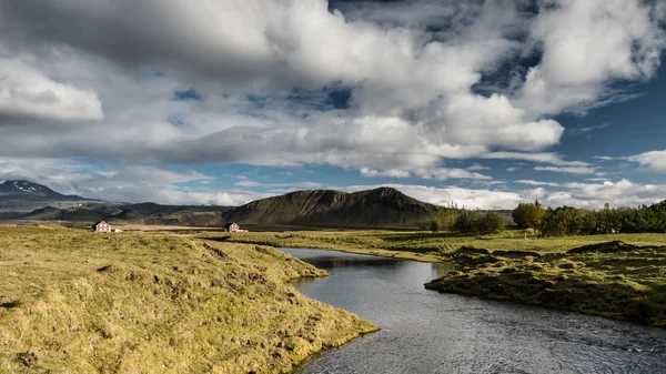 Islandpanorama Gipfelkreuz Wandern Naturland — Stockfoto