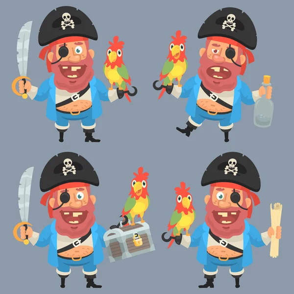 Pirate character in different variants — Stock Vector