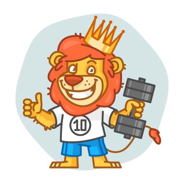 Dumbbell ve gösteren Yaşasın Aslan tutar