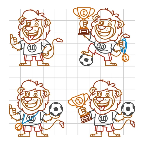 Lion fotbollsspelare Doodle del 1 — Stock vektor