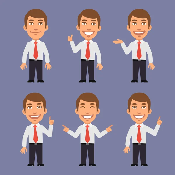 Businessman Points in Different Versions — Stock Vector