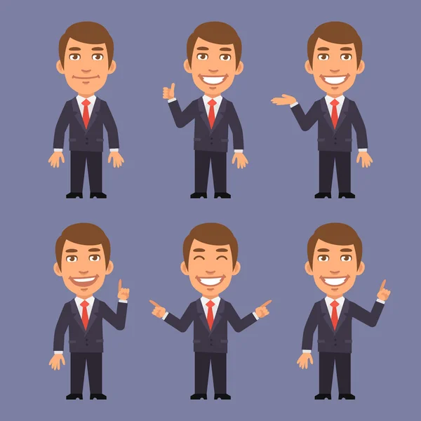 Businessman in Suit Points in different Versions - Stok Vektor