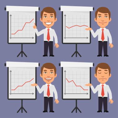 Flip Chart grafikleriyle noktalarında işadamı