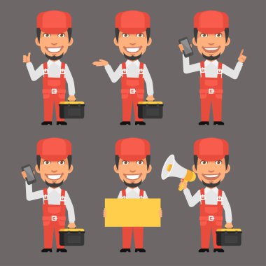 Tamirci tutar araçları megafon telefon kağıt