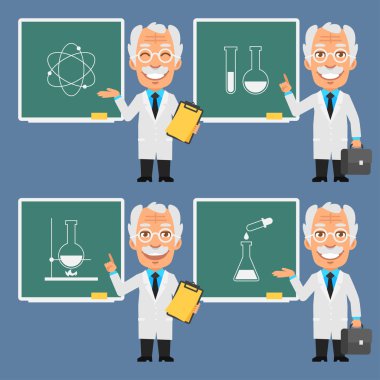 Eski Profesör Puan kara tahta için tutar.