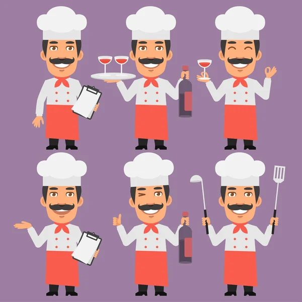 Chef Sostiene Vino y Cuaderno — Vector de stock