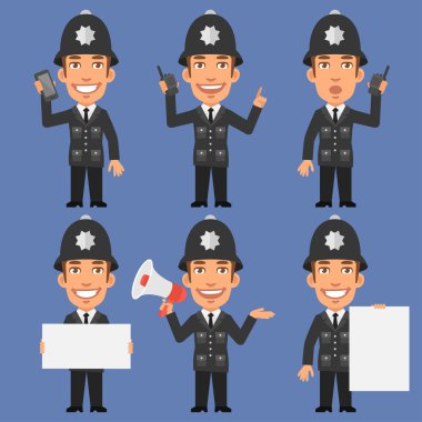 İngiliz polis telefon megafon kağıt tutan