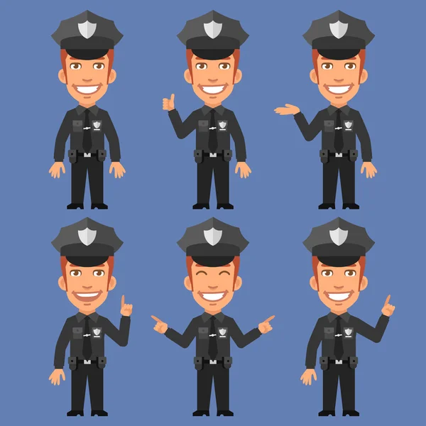 Policeman Indicates and Shows — Stock Vector