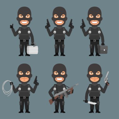 Soyguncu tutar silah bavul ip