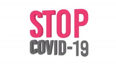 Covid-19 animasyon 3D metni durdurun. Alfa kanalı. Döngülü animasyon. 3d nesnesi