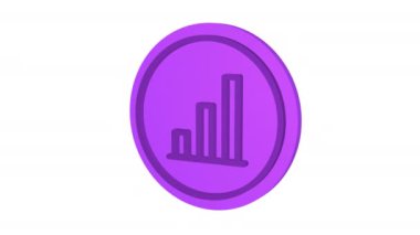 İş grafiği 3D simgesi. Mor renk. Alfa kanalı. Döngülü animasyon. 3d nesnesi