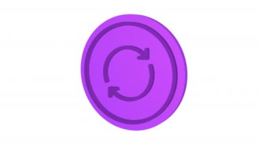 Dairesel oklar 3D simgesi. Mor renk. Alfa kanalı. Döngülü animasyon. 3d nesnesi