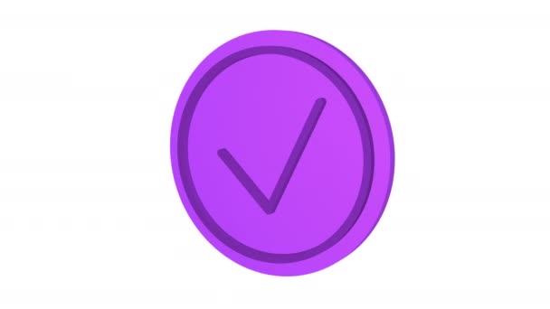 Check Mark Icon Purple Color Alpha Channel Looped Animation Object — Stock Video