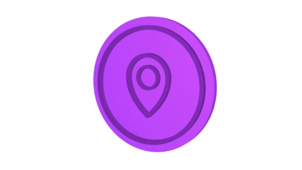 Mapa Puntero Icono Color Púrpura Canal Alfa Animación Bucle Objeto — Vídeos de Stock