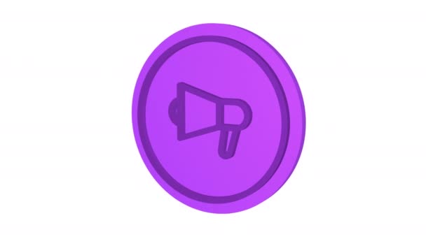 Megáfono Icono Color Púrpura Canal Alfa Animación Bucle Objeto — Vídeo de stock
