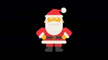 Noel Baba dans ediyor ve gülümsüyor. Alfa kanalı. Döngülü animasyon. Canlandırma seti