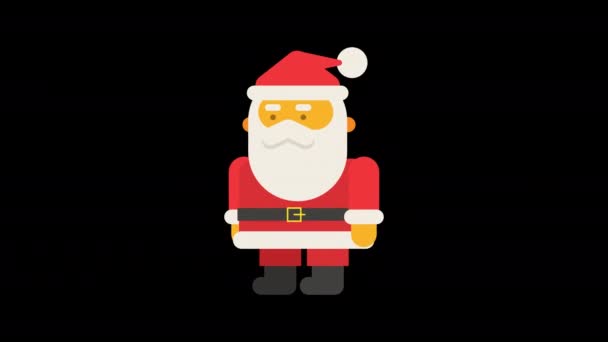 Der Weihnachtsmann Läuft Und Bleibt Stehen Alpha Kanal Looping Animation — Stockvideo