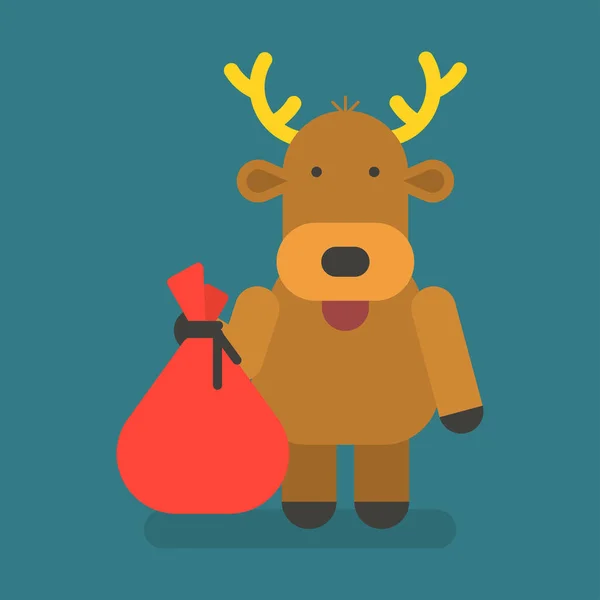 Reindeer Holding Bag Gifts Vector Character Vector Illustration — Stock Vector