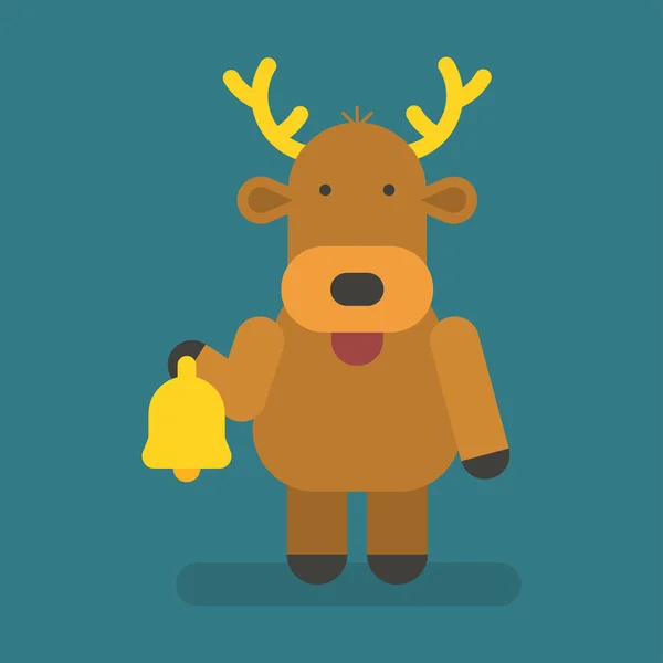 Reindeer Holding Christmas Bell Vector Character Vector Illustration — Stock Vector