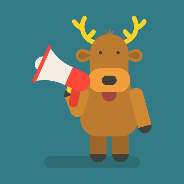 Reindeer Holding Megaphone Vector Character Vector Illustration — Stock Vector