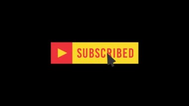 Video kanalı için abone tuşu. Kırmızı ve sarı renk. Alfa kanalı. Döngülü animasyon. İki canlandırma seçeneği