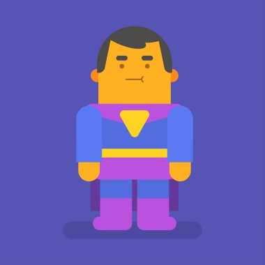 Kostümlü süper kahraman. Vektör karakter. Vektör illüstrasyonu