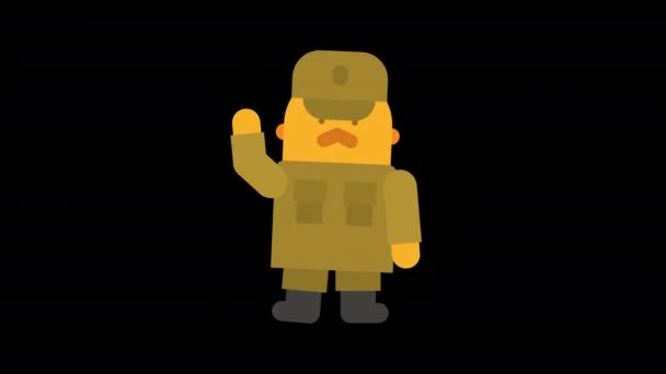 Sergeant Military Uniform Salutes Alpha Channel Looped Animation Character Animation — Stock Video
