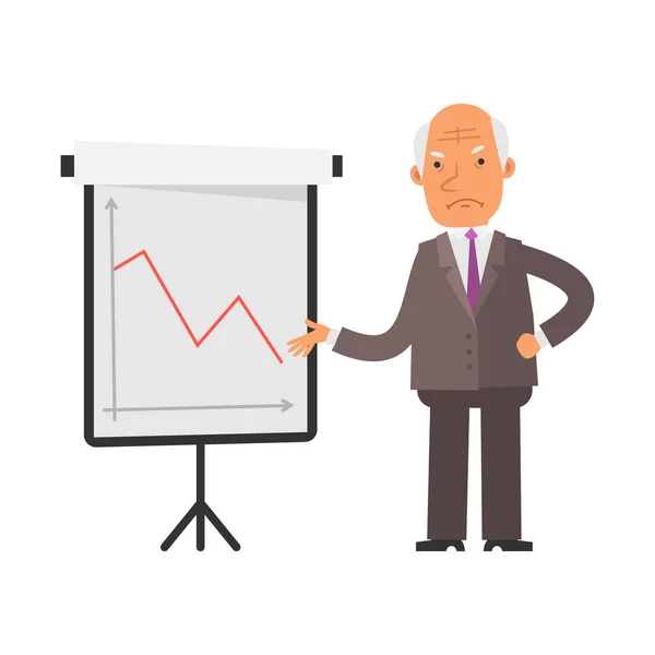 Gráfico Negocio Negativo Viejo Hombre Negocios Disgustado Personajes Vectoriales Ilustración — Vector de stock