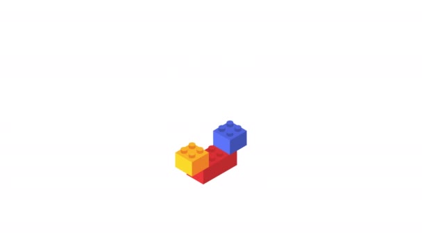 Number Five Isometric Color Constructor Alpha Channel Looped Animation — Stock Video