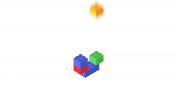 Number Six Isometric Color Constructor Alpha Channel Looped Animation — Stock Video