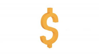 3d para birimi işaretleri dolar sterlin euro yen döndür ve zıpla. Dört döngülü animasyon 5 saniye. Şeffaf arka plan. Döngülü animasyon. 3d nesnesi