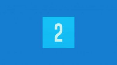 Mavi arka planda 0 'dan 10' a mavi 3d kare geri sayımı. Alfa kanalı. Döngülü animasyon. 3d nesnesi