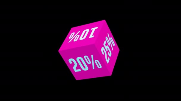 Pink Rotating Square Discounts Alpha Channel Looped Animation Object — Stock Video